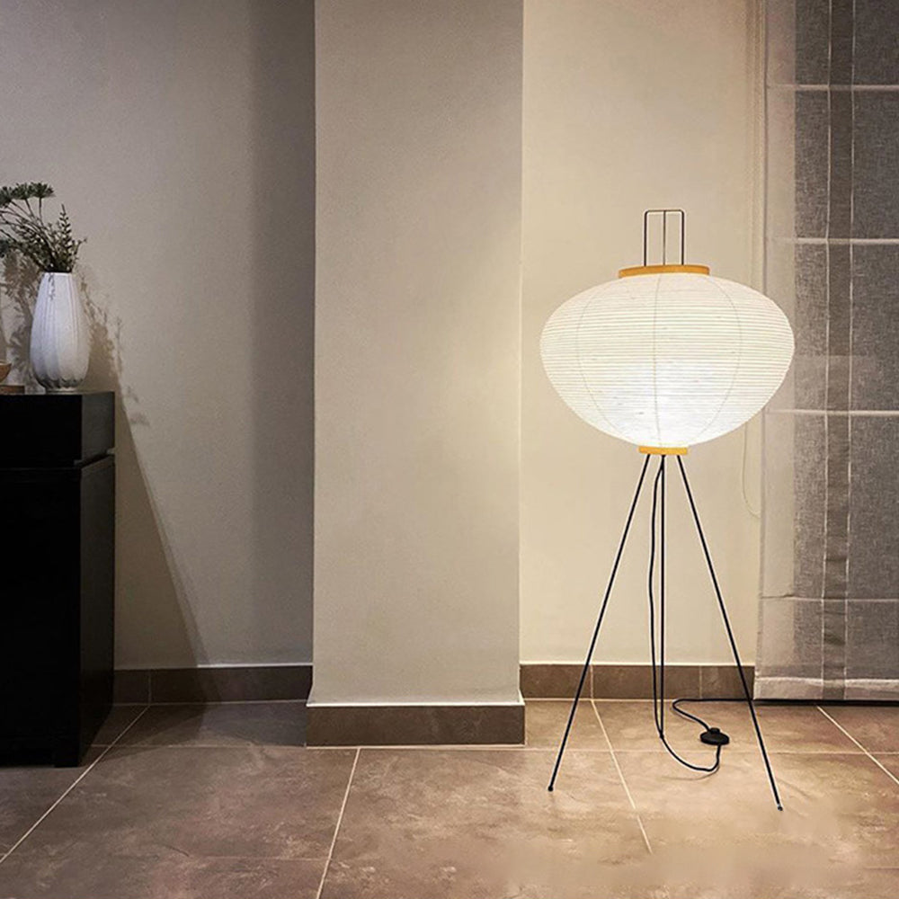 Lampadaire en Papier Blanc Style Japonais
