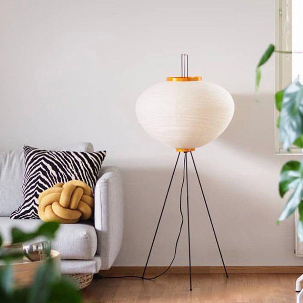 Lampadaire en Papier Blanc Style Japonais