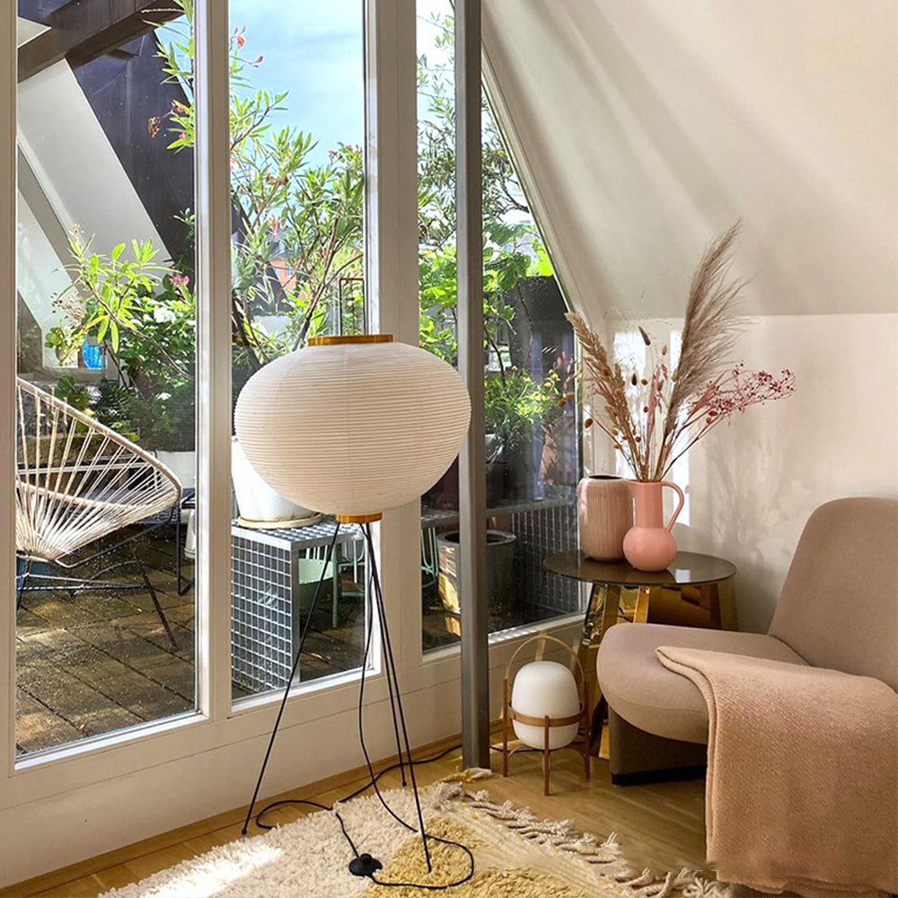 Lampadaire en Papier Blanc Style Japonais
