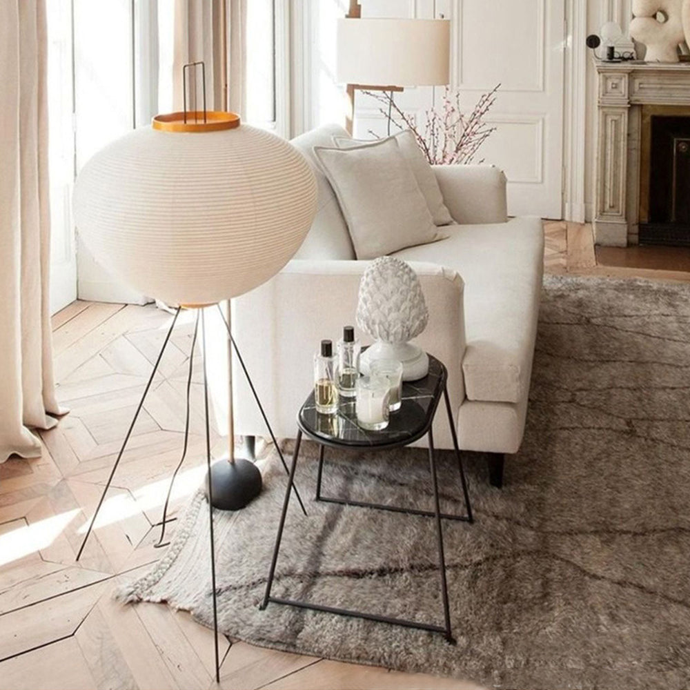 Lampadaire en Papier Blanc Style Japonais